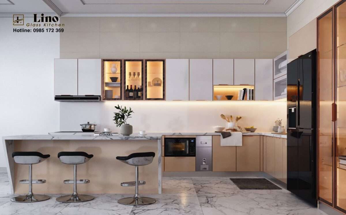 Thiết Kế Phòng Bếp Hiện Đại Giúp Tối Ưu Không Gian Tủ bếp Lino Phong Cách Mở Công Năng